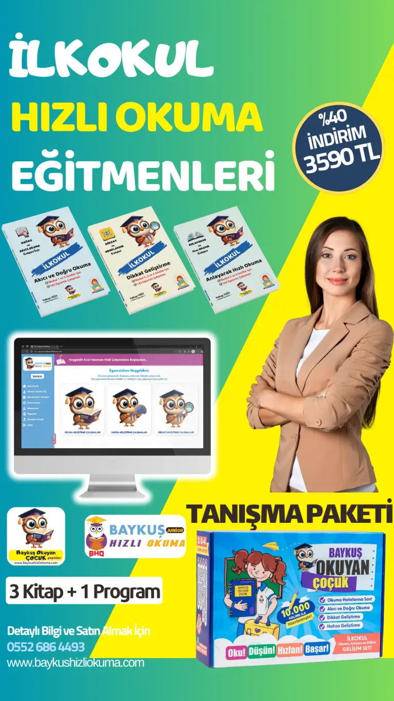 İlkokul Hızlı Okuma Eğitmeni TANIŞMA Paketi (kitap + program)